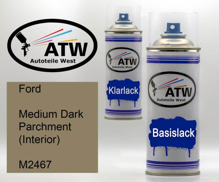 Ford, Medium Dark Parchment (Interior), M2467: 400ml Sprühdose + 400ml Klarlack - Set, von ATW Autoteile West.